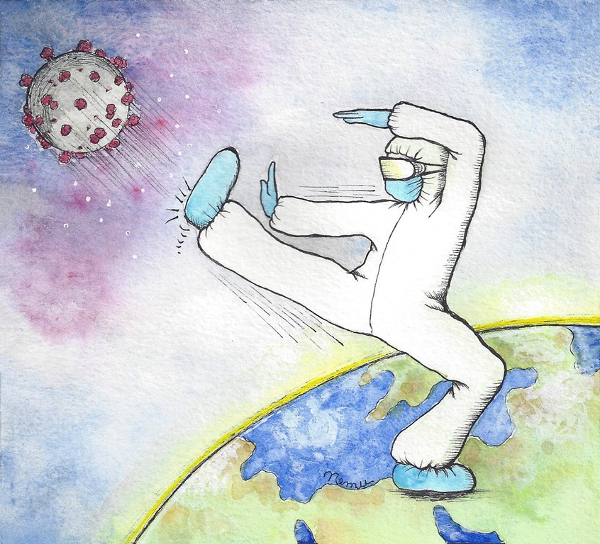 illustration of Frontline healthcare workers are the superheroes of 2020!
pandemic, global health crisis, corona virus, hospitals, vaccine, world, covid19, globe, galaxy, protective gear, doctors, nurses.