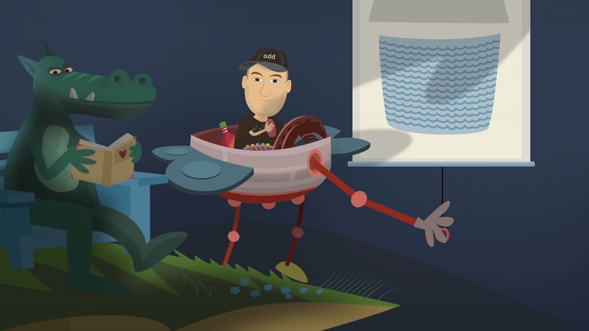 illustration of Still from an animated film about how you should behave in a cinema.
animation, cinema, funny, flying object, dragon , entertainment, screen, characterdesign,