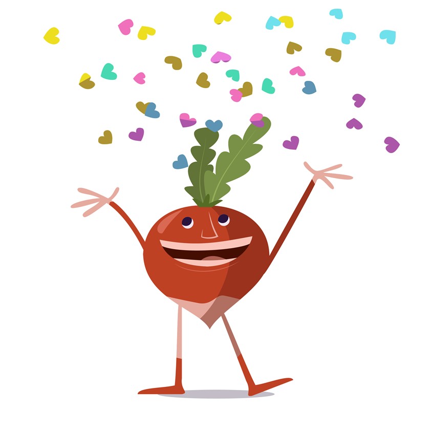 illustration of Image made for the app Healty family, learning about how to live a good life.
Radish, cool, card, entertain, food. vegetable. power, character design, funny, children, heatlhy, happy. warm, party,
