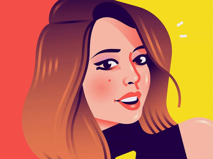 illustration of Portrait illustration of an attractive girl. --- portrait, woman, girl, female, lifestyle, fashion, hair, magazine, Hollywood, movies, film, glamour, pop, character, branding, startup