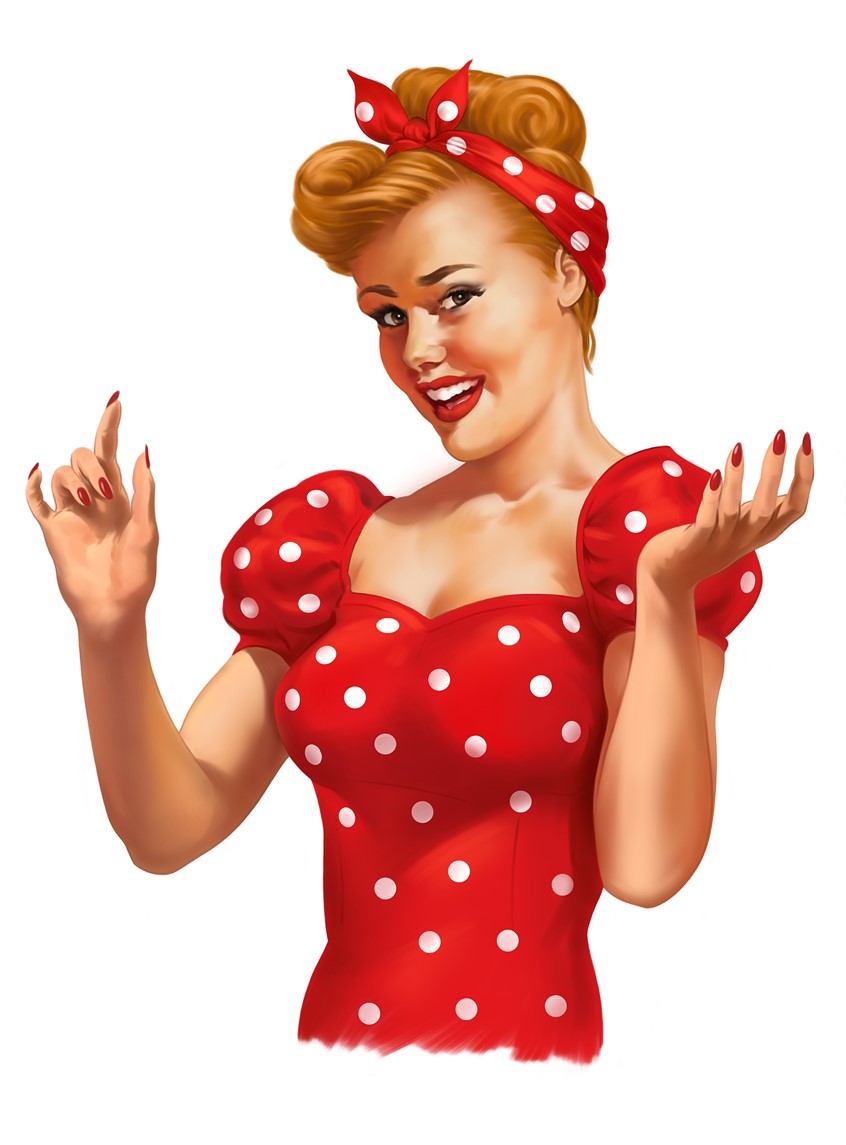 Red Polka Dot pinup Illustration by Harry Slaghekke | Directory of ...