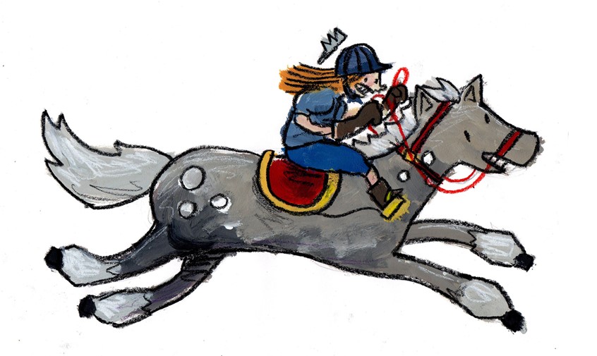 illustration of Excerpt from The Princess and the Fog, my picture book about depression published by Jessica Kingsley Publishing
I chose a princess because it's a character archetype that kids will recognise right away. I also chose a princess in order to get across the fact that mental illness isn't fair. It can affect anyone, even someone whose life appears to be perfect // tiara, horse, horseback, equestrian, helmet, smile, happy, friends, rich, wealth, fairytale, fairy tale, royalty, mental health
