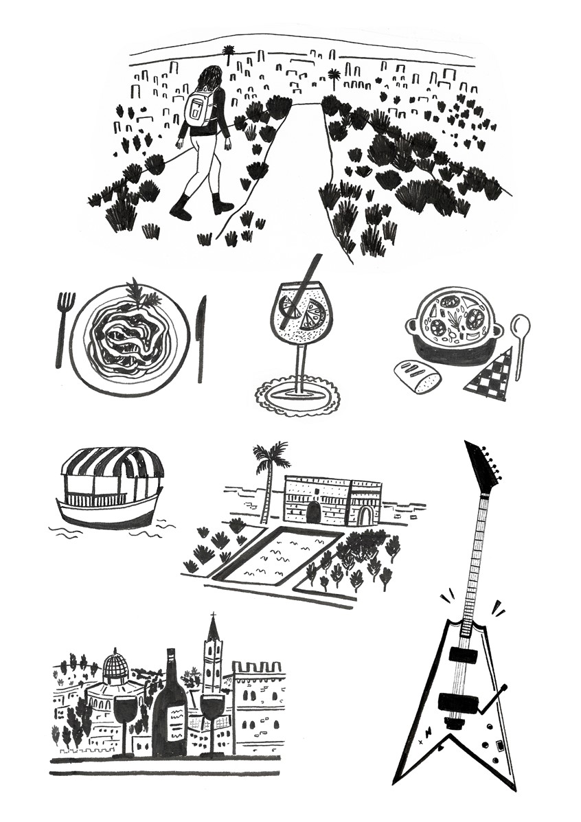 illustration of Spot illustrations in black ink for Lonely Planet Magazine,
line drawings, black and white, black line, drawing, travel, spot illustrations, editorial