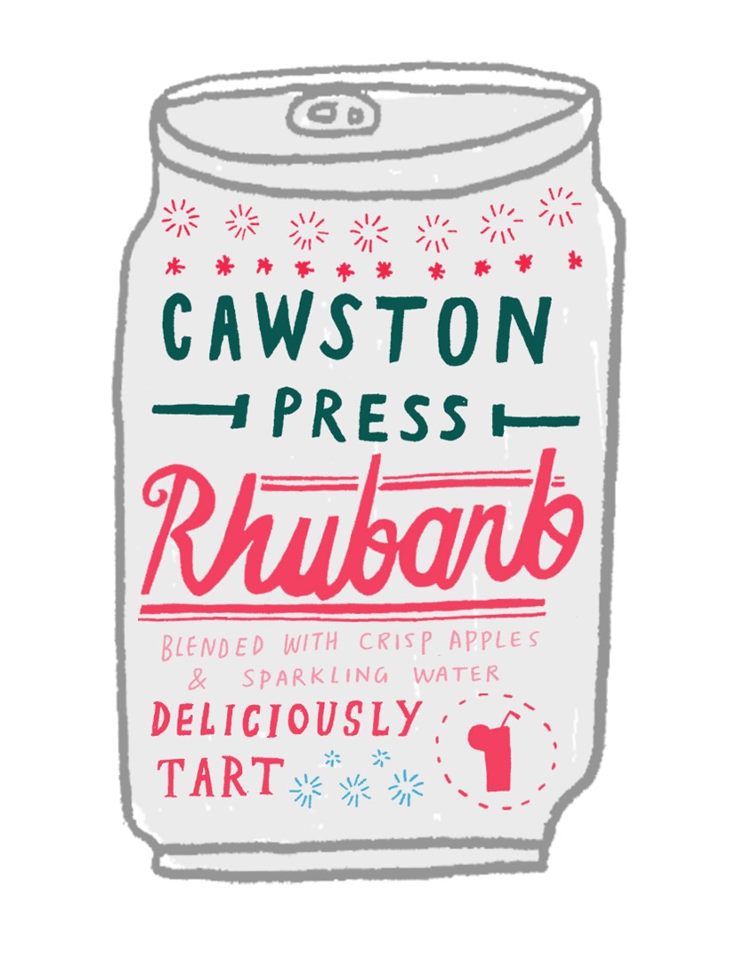 illustration of Cawston Press Can - Spot illustration. Drawn using ink pens and photoshop.
Drinks, Soft drinks, fizzy drinks, Fresh, Natural, Cawston Press, Packaging design, Packaging, Cans, Fruit.