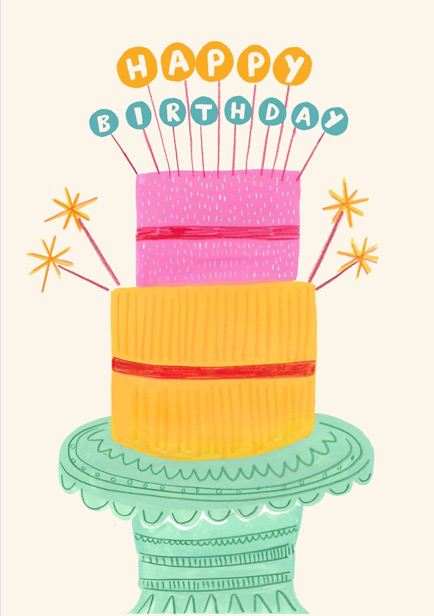 illustration of Birthday Cake Card
Created using gouache, paint, pencil, and digital methods.
Cake, birthday cake, birthday cards, greetings cards, cakes, candles, decorative, licensing, card design,