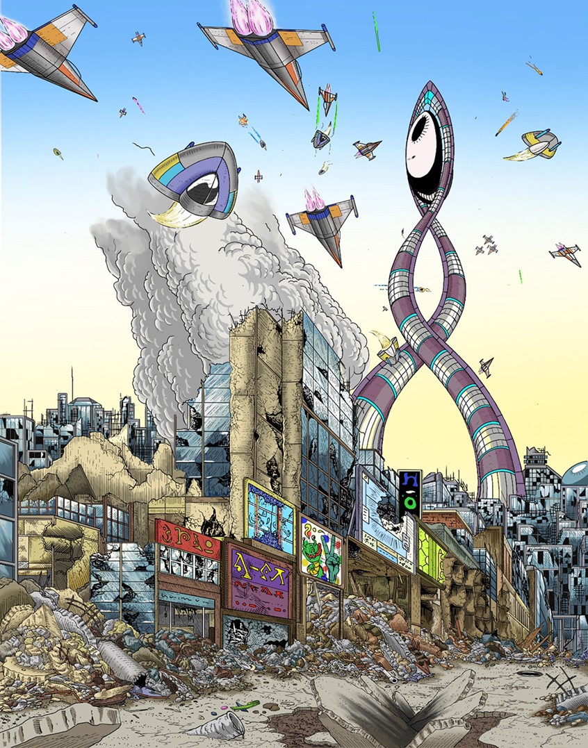 illustration of A hand drawn and digitally colored commission for the scifi novel,