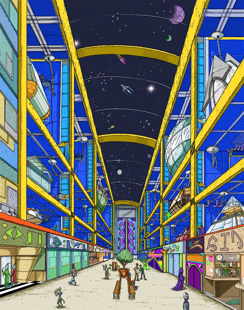 illustration of Hand drawn and digitally colored commissioned illustration for the scifi novel,