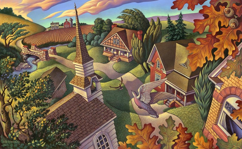 illustration of Center spread for children's book illustrating the classic poem