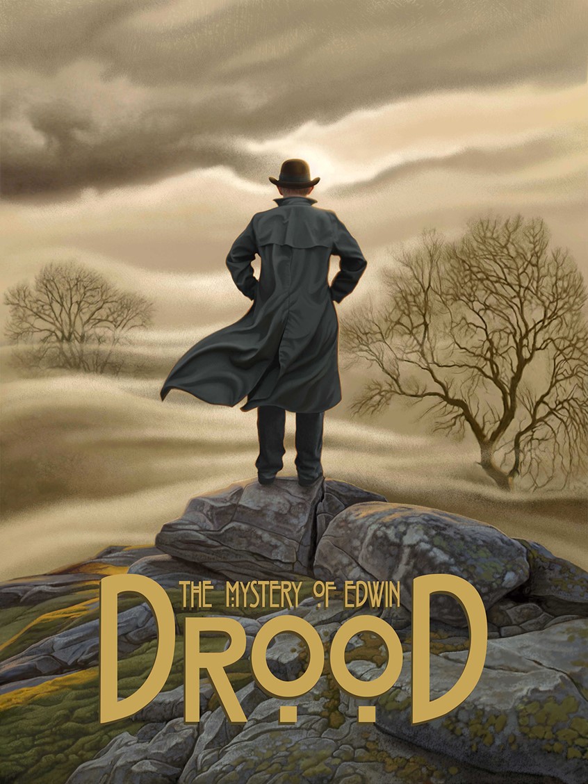 illustration of Theater poster and playbill art for the stage play The Mystery of Edwin Drood. I also did the type treatment and logo design. mystery moody drama etherial storm stormy muted color fog mist misty foggy
