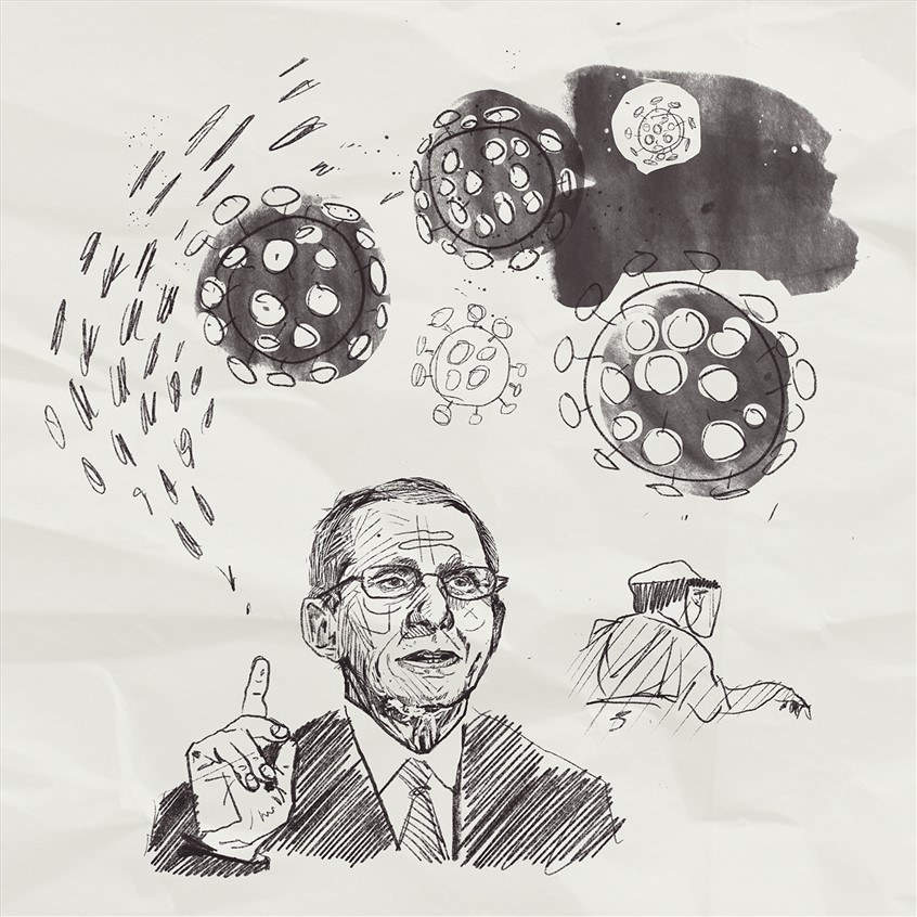 illustration of Fauci talking about the pandemic.
Fauci, science, health, covid19, pandemic, science, health, medical, government, policy, politics, united states, medicine, editorial, web, news, white house, pencil, magazine, sketch, health,