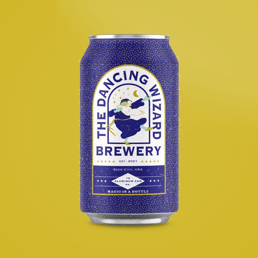 illustration of The Dancing Wizard Brewery is a concept I created for the tabletop gaming-inspired brewery. The beer’s identity remains playful with the cheerful wizard dancing through the frame of the full logo. The brewery encourages its patrons to enjoy a beverage while role-playing at home or at the brewery. The brewery would incorporate more characters and fill out a loose narrative. where all these figures enjoy each other's company while adventuring with one another!