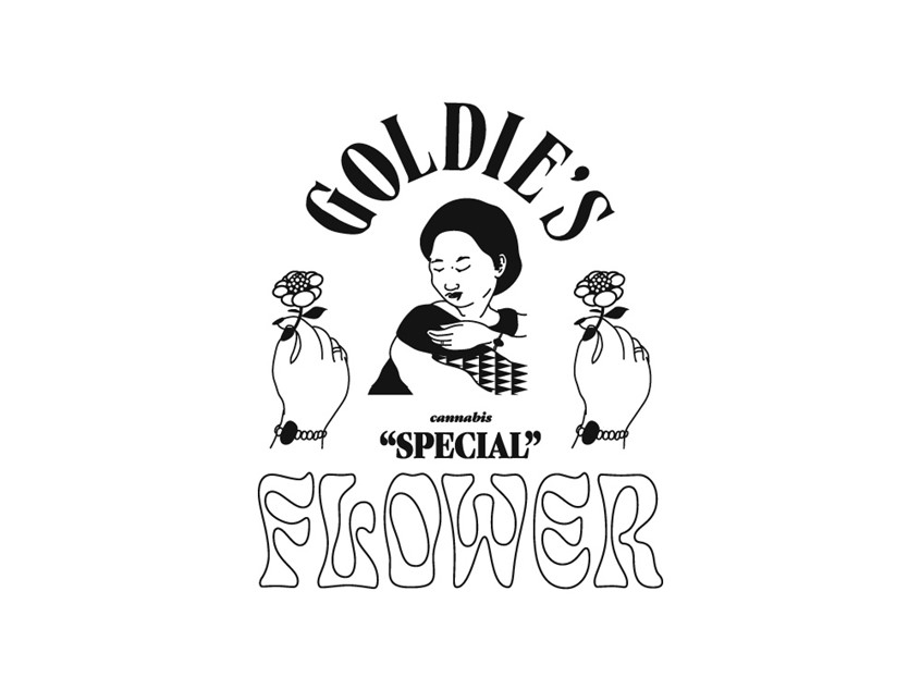 illustration of Goldie’s Cannabis Company is a branding concept project for packaged goods. This conceptual project infuses feminine figures with the presentation of a flower to imply a sense of a gift or gift-giving. The use of the color gold and flowing type creates a sense of elegance.