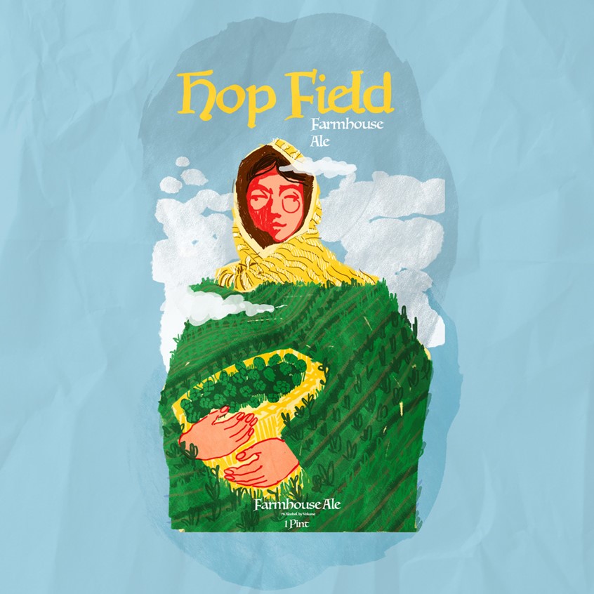 illustration of This beer can concept takes inspiration from the traditional brewing methods used for this French ale.
The idealized figure is holding a large basket full of hops that flow from the figure’s silhouette. The figure’s outfit resembles the concept of a hop field in France. The stylization of this design takes inspiration from French prints during the late 19th century (Emile Bernard, Henri-Gabriel Labels, and Paul Gauguin). These artists inspired the design’s rounded shapes and heavy textures.