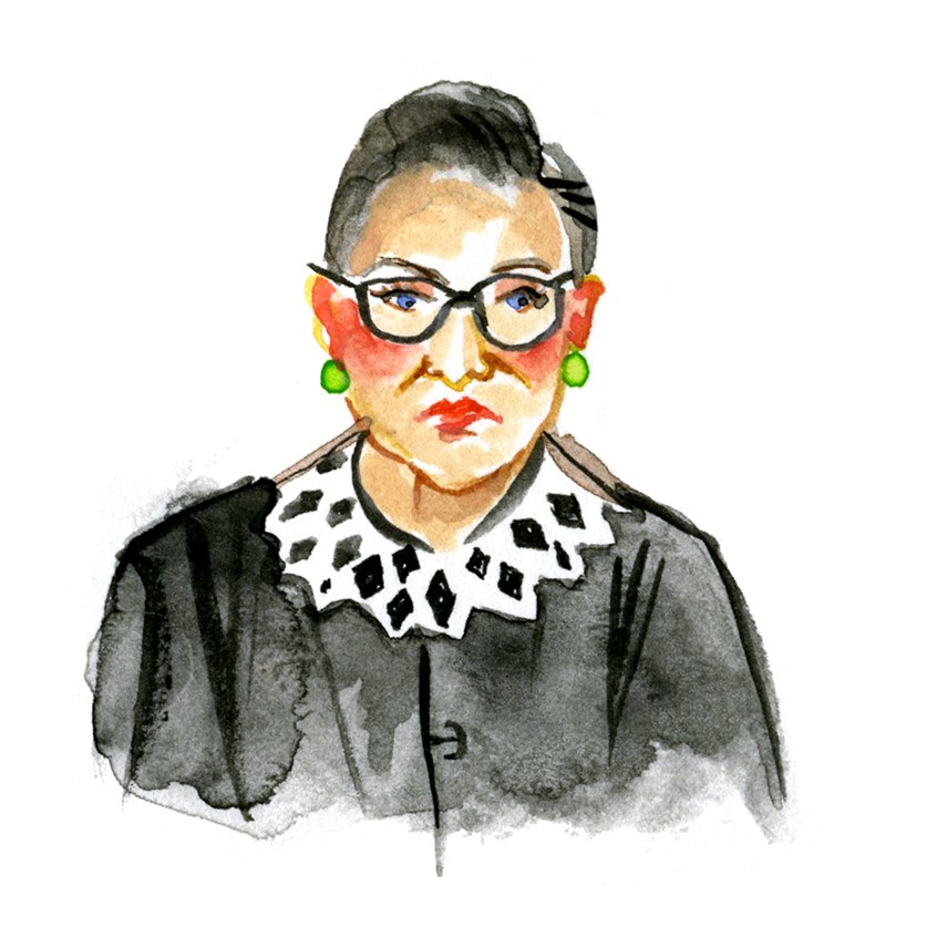 illustration of illustration, strength, power, influence, diversity, leaders, women, portrait, powerful women, equality, woman, Supreme Court, RBG, Ruth Bader Ginsburg