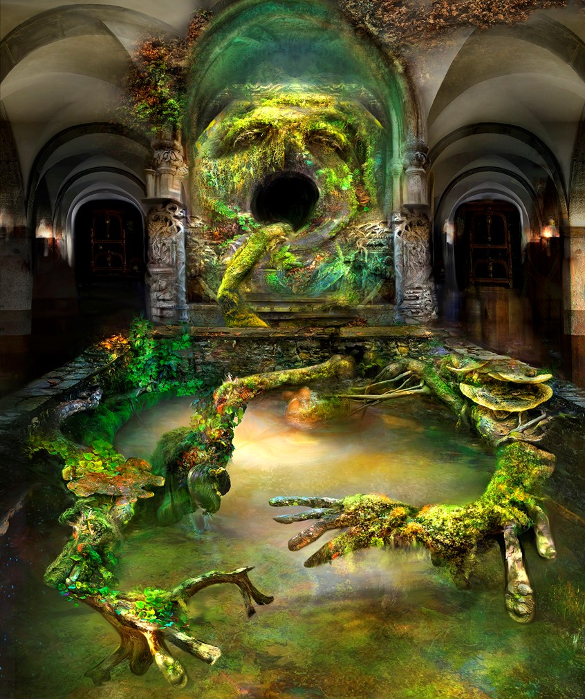 illustration of This vegetative monster creeped through the Feywild Gate in The Gates of The Shadowmage virtual tabletop and print versions of the roleplaying Adventure. monster, npc, fantasy, tree, creeper, dungeons and dragons, gaming.