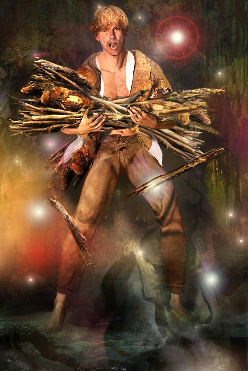 illustration of This startled figure has been set upon by wisperlings of light in The Whispering Fen Adventure game module by The Eldritch Press. dungeons and dragons, roleplaying games, fantasy art, npc,