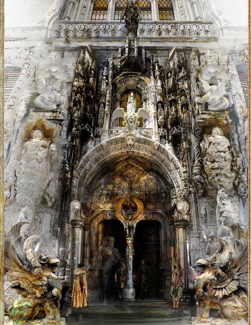 illustration of This gothic-like doorway to The Plinth in the fantasy realms of Waterdeep harbors a number of visual surprises to invite further visual scrutiny. Forgotten realms, lore, fantasy art, waterdeep, dungeons, dragons, roleplaying art, gaming