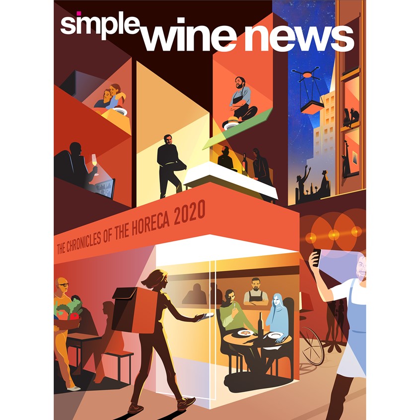 illustration of Cover Illustration for the Simple Wine News magazine. This draw for a front cover is based on a burning topic of the restaurant market during CoviD. We worked with the body in June 2020, starting before the lockdown was over. The situation changed every day (go on sleeping); there was a risk that we draw one thing and find out later that it was entirely off the table. But we seem to have finally nailed it:) what else? There are five particular chefs on the cover.