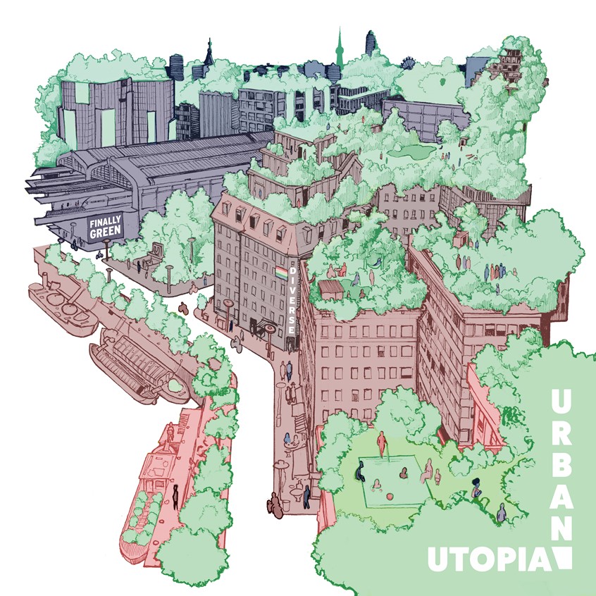 illustration of An Ilustration depicting sustainable urbanism and cities for the