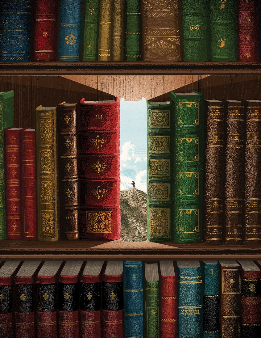 illustration of The search for the rarest title on the Zamorano 80 list, a list of California's foundational novels, titled 'The Life and Adventures of Joaquin Murieta' a Californian bandit.