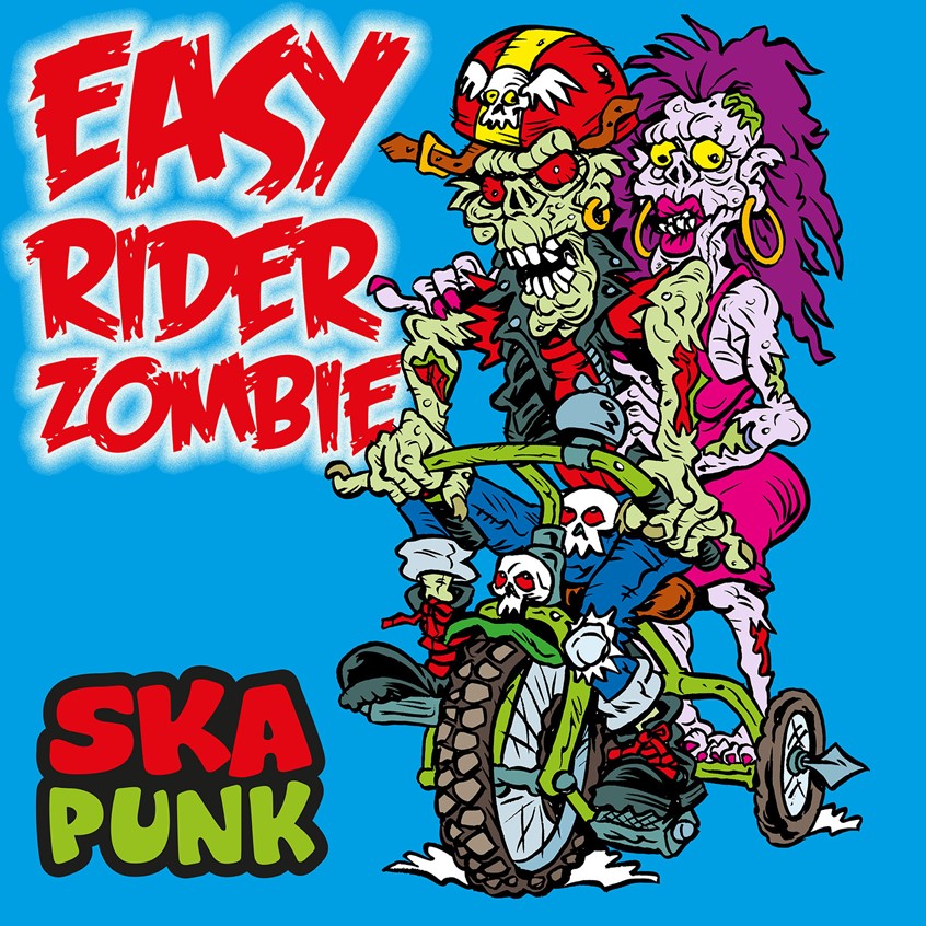 illustration of All of my cartoon and graphic illustrations use humor and an edgy ink and pen style. Perfect for clothing and branding products. This Zombie character was created for my online t-shirt store at skaskull.co.uk.
