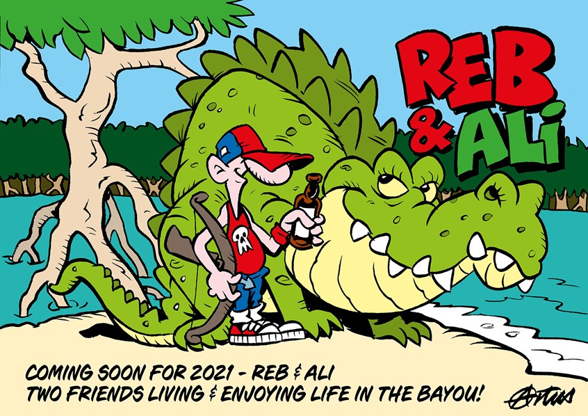 illustration of I love to draw comic book characters with lots of bright colour and humour. My Bayou characters are perfect for American themed cartoon strip stories.