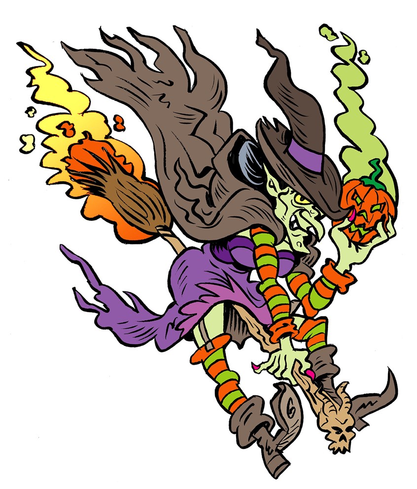 illustration of Halloween and mythical mystical creatures feature strongly in my illustration career. My love of drawing witches and monsters gives me a reason to draw every day. My crazy witch lady sweeps down with her pumpkin grenade ready for any trick or treat!
