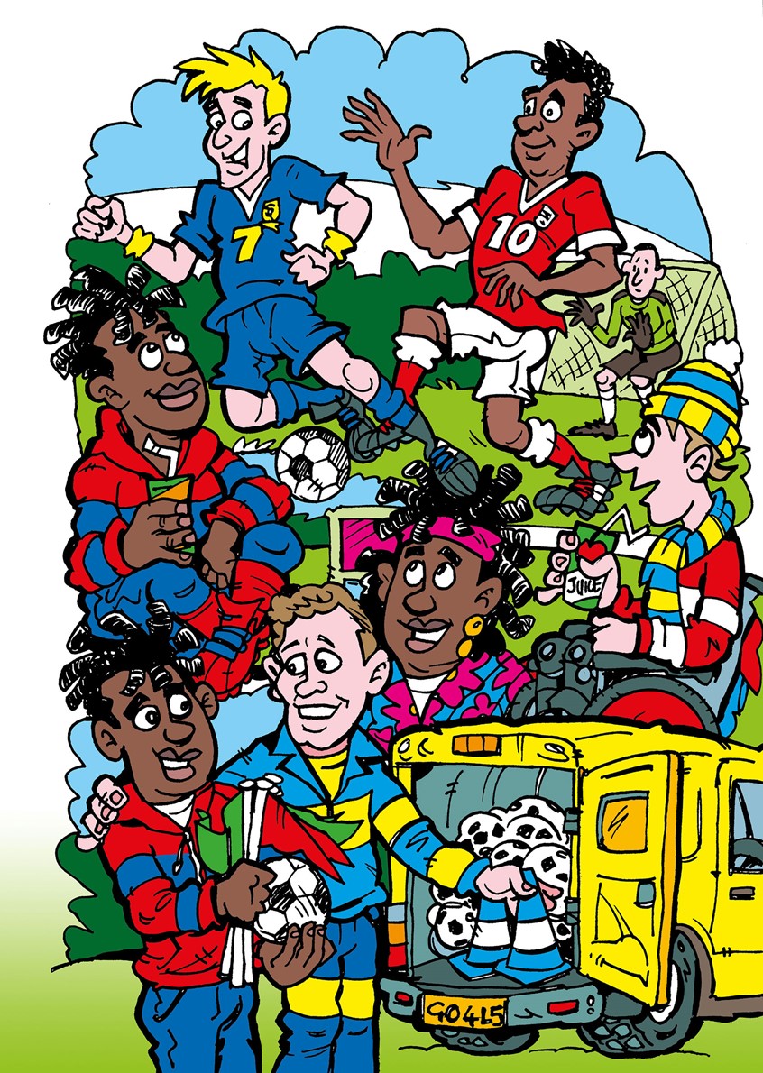 illustration of TWO BOYS - ONE GOAL, FOOTBALL!
The two characters are friends who love
football. Jordan has cerebral palsy and works hard to be able to remove his calipers and play football. Noah is bullied relentlessly and football is his escape. This book has been written to inspire all those football players who want to aspire to be the best at their game. Created to raise money for the charity CRY Cardiac Risk in the Young.