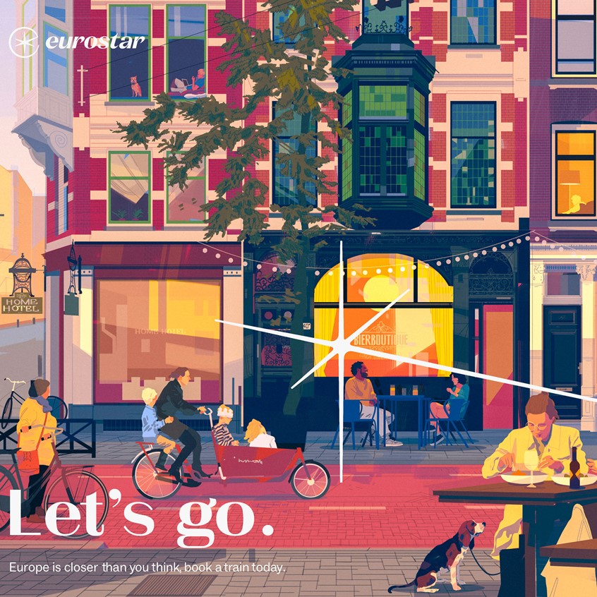 illustration of Eurostar: Rotterdam
Commissioned by the Design Studio
As part of the launch of Eurostar's new visual identity, various talented illustrators were commissioned to capture the essence and atmosphere of popular travel destinations. I was more than happy to be chosen to create illustrations for the beautiful Rotterdam, a dynamic city in the Netherlands known for its modern architecture, lively cultural scene, and picturesque canals.