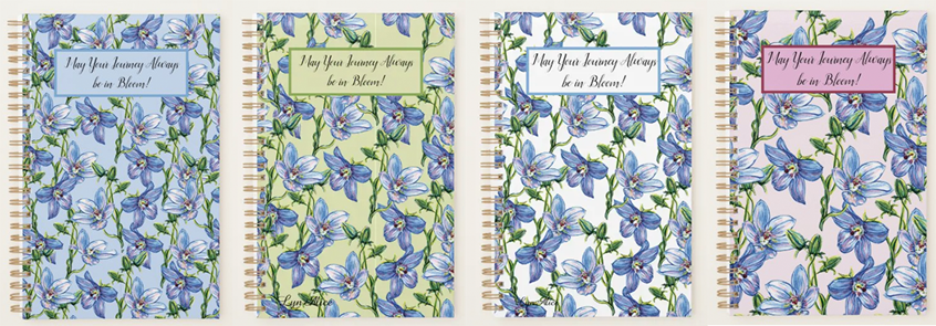 illustration of The Botanical Colors Collection Planner. A beautiful & encouraging way to plan your day! The Botanical Colors Collection, available in green, white, pink & blue. Available now! Customizable. #stationerydesign #stationerylove #luxury #planners #painterly #botanicals #gardenlife #gardenlove #lynalice #floralart #floralprint #botanicalart #officeinspiration