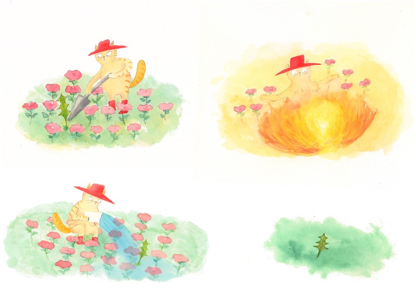 illustration of The gardener cat trying to stop the weed growing in his garden.
garden, cat, humour, humour, flower, perfect, perfection, colourful, colorful, weed, children, childrenstory.