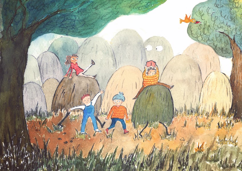 illustration of Four children going for a journey to a book festival.
Happy, journey, boys, girls, boy, girl, books, monster, curious, wild, nature, grass, trees, spring, bird, fresh, air