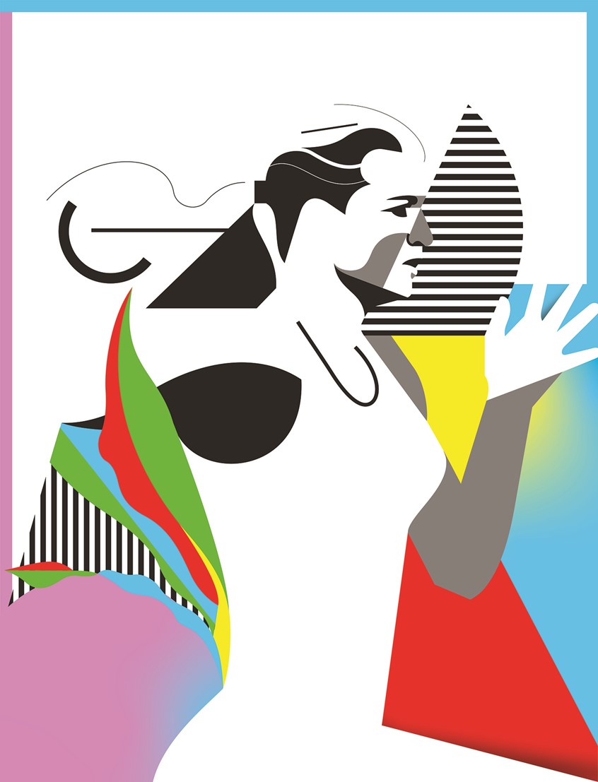 illustration of running, sports, woman, racing, determination, athlete, abstract, geometric, portrait, people, fitness, lifestyle, 80s, health, healthy, digital health, pharmaceutical, editorial illustration, branding, advertising, publishing, book cover, marketing, head shot, profile, celebrity, famous, olympics, character design,