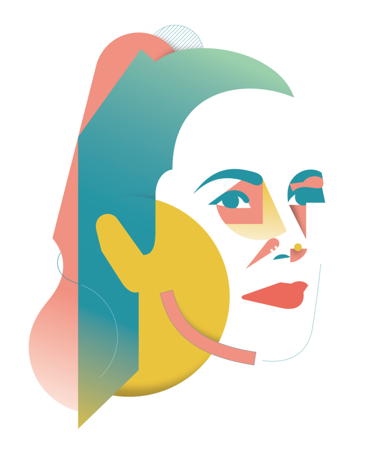 illustration of portrait, face, woman, branding, fashion, fashion and beauty, fashion illustration, singer, music, cosmetics, makeup, icon, iconic, retro, famous, fame, glamour, geometric, abstract, pop music, editorial illustration, branding, poster, idol, advertising, publishing, head shot, face, man, 90s, collage, digital collage, magazines,