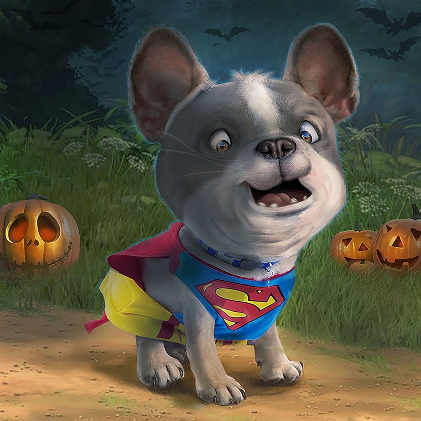 illustration of This art was done for a non-profit company called Art for Barks.
The art is part of a 5 part series of personal dog portraits that were sold as part of a program to place homeless dogs
#pet #pets #dogs #dog #bulldog #frenchbulldog #family #bestfriend #halloween #pumpkins #pumpkin