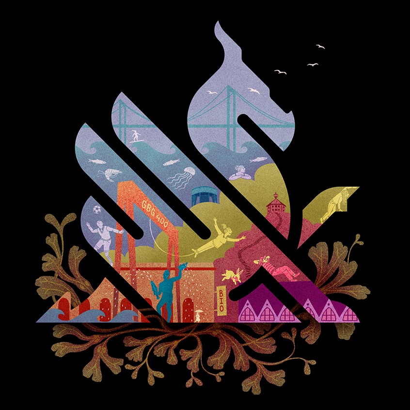 illustration of Illustration for a campaign by Göteborg Film Festival. Göteborg Film Festival wanted to celebrate the city of Gothenburg turning 400 years in 2023, so they invited all the citizens to pitch ideas for the short movie that introduces all screenings at the festival.
This illustration was made out of the Göteborg Film Festival dragon in combination with iconic places from the city of Gothenburg. It was used to represent the pitch campaign.