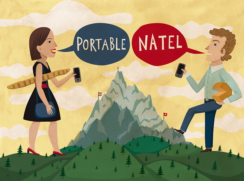 illustration of Article on different mentalities and ways of speaking in french and german parts of swizerland.
Reader's Digest Germany
portable, natel, phone, mountain, linguistic, curiosities, humor, people, mentality, nations, countries, travel, leisure, landscape, neighbors,