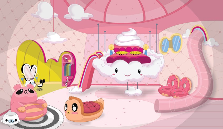 illustration of Kawaii Bedroom. Children's Book. Kids drawings. Kids book art. Digital art. Kids book. Children's book illustration. Picture book art. Kids book art. Cartoon. Children's illustration. Kids illustration. Children's art. Fairy tale. Cute illustration. Kawaii. Cartoon background. Concept art. Background art. Cartoon art.