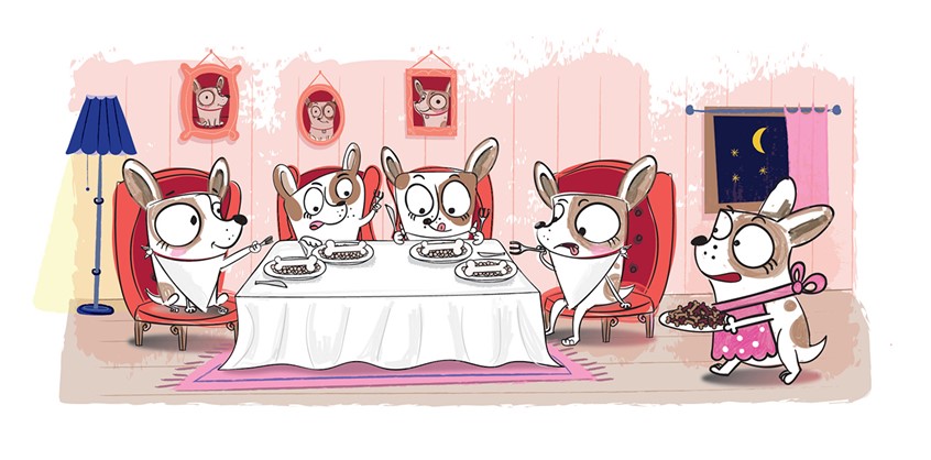 illustration of Dog Family. Dog characters. Children's Book. Children's book cover. Kids drawings. Kids book art. Digital art. Kids book. Children's book illustration. Picture book art. Kids book art. Cartoon. Children's illustration. Kids illustration. Children's art. Illustration. Cartoon character. Concept art. Cartoon art. Cute dogs. Cartoon character. Children's book. Cartoon dog. Animal illustration. Animal drawing.