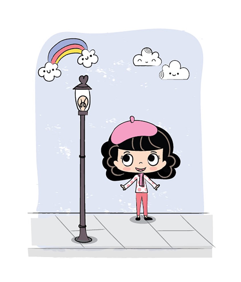 illustration of Children's Book. Children's book cover. Kids drawings. Kids book art. Digital art. Kids book. Children's book illustration. Picture book art. Kids book art. Cartoon. Children's illustration. Kids illustration. Children's art. Illustration. Cartoon character. Concept art. Cartoon art. Cute girl. Cartoon character. Children's book. Girl character. Girl drawing. Girl cartoon. Cloud. Kawaii. Sidewalk. Rainbow.