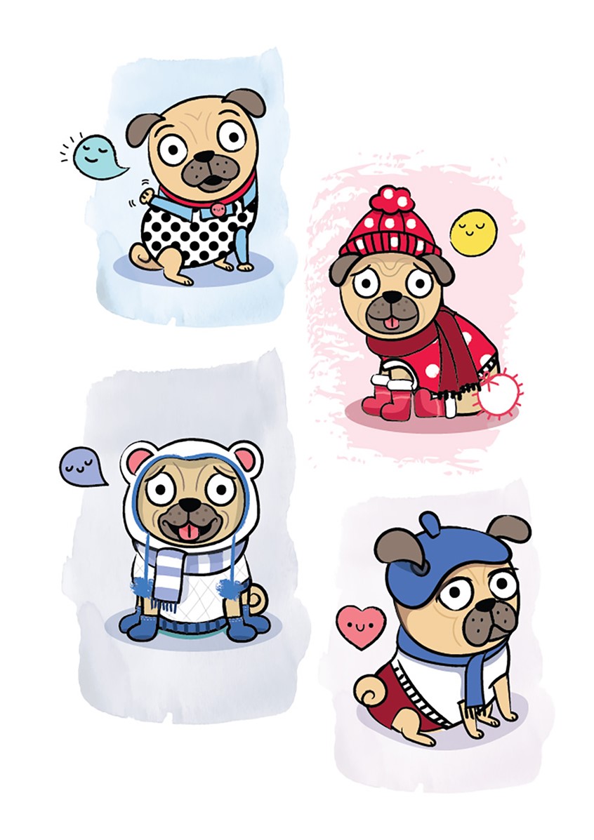 illustration of Pug. Pug expressions. Dog characters. Children's Book. Children's book cover. Kids drawings. Kids book art. Digital art. Kids book. Children's book illustration. Picture book art. Kids book art. Cartoon. Children's illustration. Kids illustration. Children's art. Illustration. Cartoon character. Concept art. Cartoon art. Cute dog. Cartoon character. Children's book. Dog characters. Dog drawing. Animal drawing. Dog cartoon. Emojis.