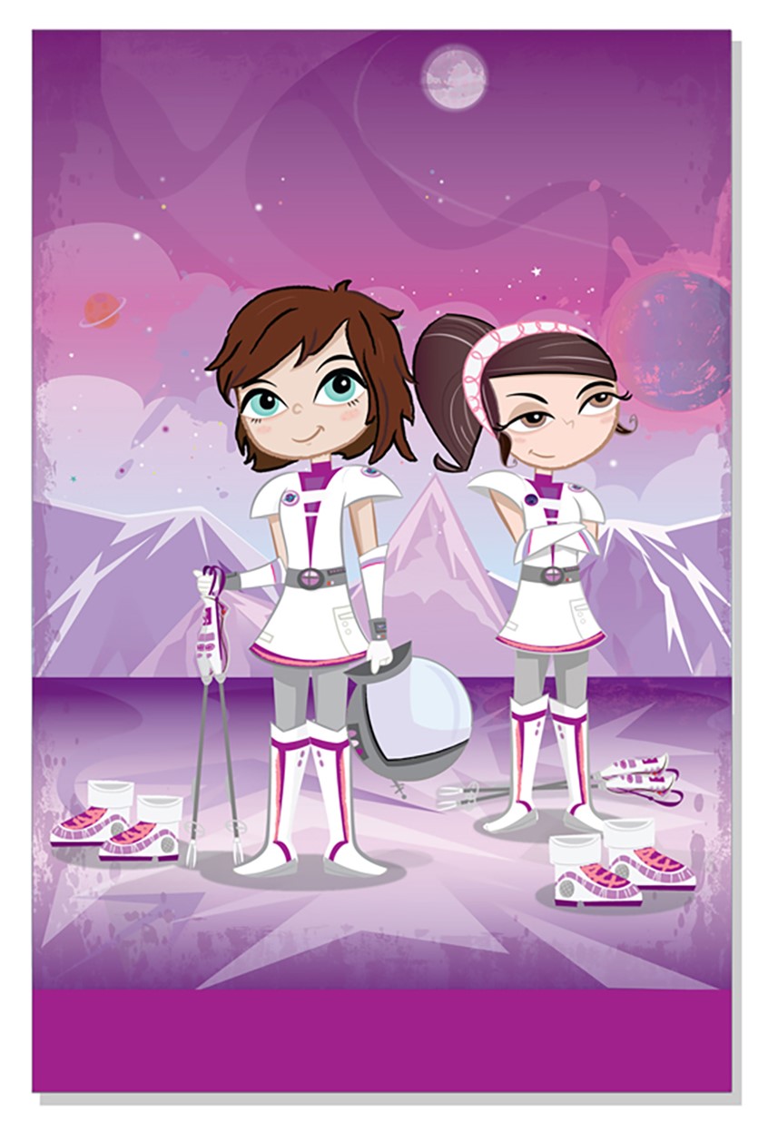illustration of Star Girl. Pan MacMillan. Children's Book. Kids drawings. Kids book cover art. Digital art. Kids book. Children's book illustration. Picture book art. Kids book art. Cartoon. Children's illustration. Kids illustration. Children's art. Chapter book. Cute illustration. Children's cartoon. Cartoon concept art. Futuristic. Planet. Astronaut. Space age. Stars. Mountains. Planets. Space.