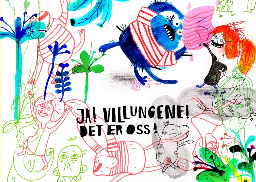 illustration of Childrens book illustration. There is going to be a party at Jane`s house tonight, and when her big sisters don´t allow her to help with the cake, she looks forward to playing with her little cousin instead. But when he arrives it turns out that he has become completely wild!
