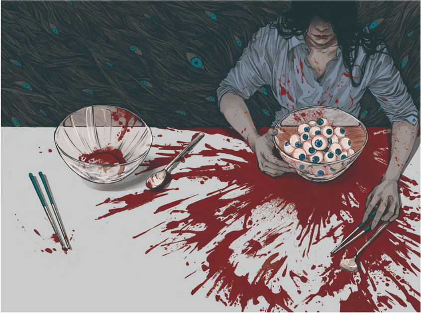 illustration of The Eyes are The Best Part
Artist: Danlin Zhang
Client: Illumicrate
Illustration for the dust jacket of the novel The Eyes are The Best Part, by Monika Kim