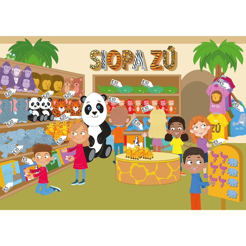 illustration of Illustration and character design for classroom books and animation / Zoo / Shop / children / animals / toys / gorilla / monkey /crocodile / giraffe / elephant / panda / tiger / seal / flamingo