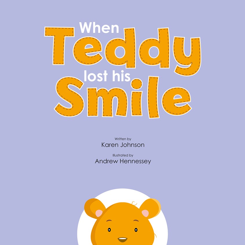 illustration of Illustrations for a book by author Karen Johnson. The story is about a little girl called Rosie who has facial palsy / teddy bear / Book Cover