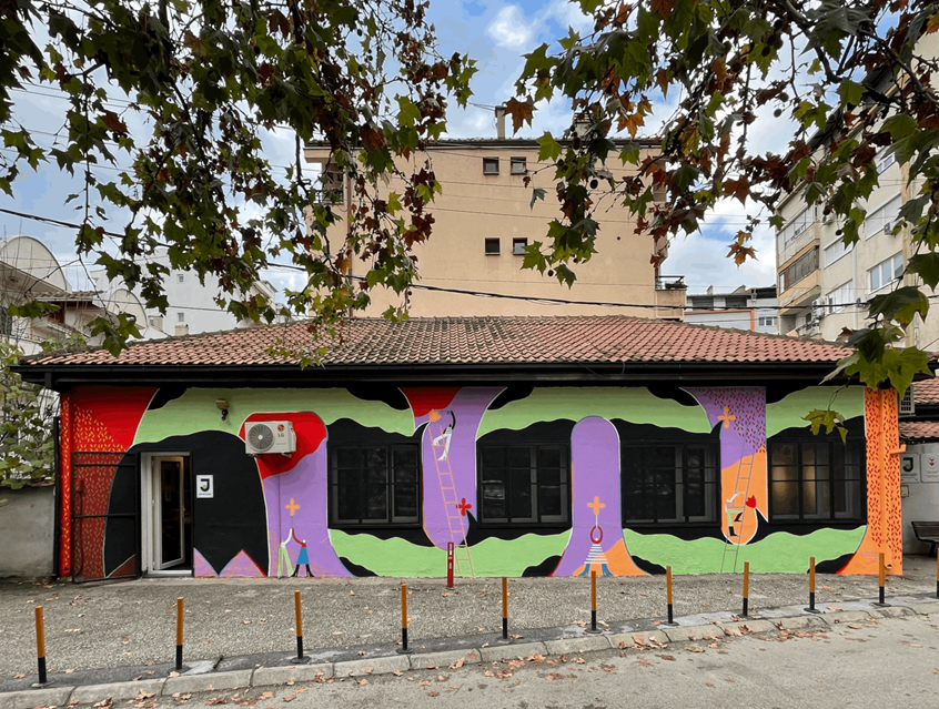 illustration of Three years in a row the culture and arts centre in Skopje - Centar Jadro hosts a competition for a mural on their facade. My concept 'Care and grow together' won this year and I got the chance to paint my fist official mural ever. The concept represents the fact that if we care for our culture as a community, it will grow.
community, mural, culture centre, expressive, growth, wall art, nurture, people, care, conceptual