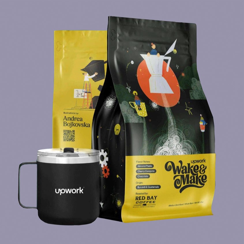 illustration of The task was to capture the moment when inspiration hits, while tasting the fist sip of coffee.
What could better explain the boost of energy, than a space shuttle launch?
coffee bag, coffee packaging, conceptual illustration, editorial, space shuttle, advertising, inspiration, boost, expressive, coffee love, moka, coffee cup