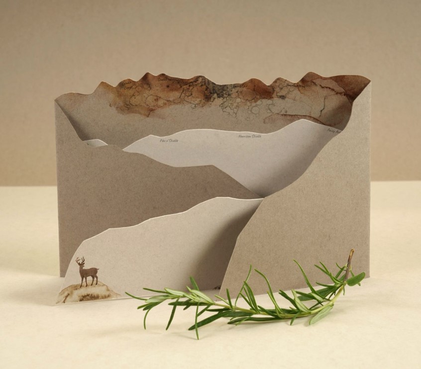 illustration of Wainwright Colours from Nature Paper Samples for James Cropper Paper Mill who are based in the mountainous Lake District in the UK.