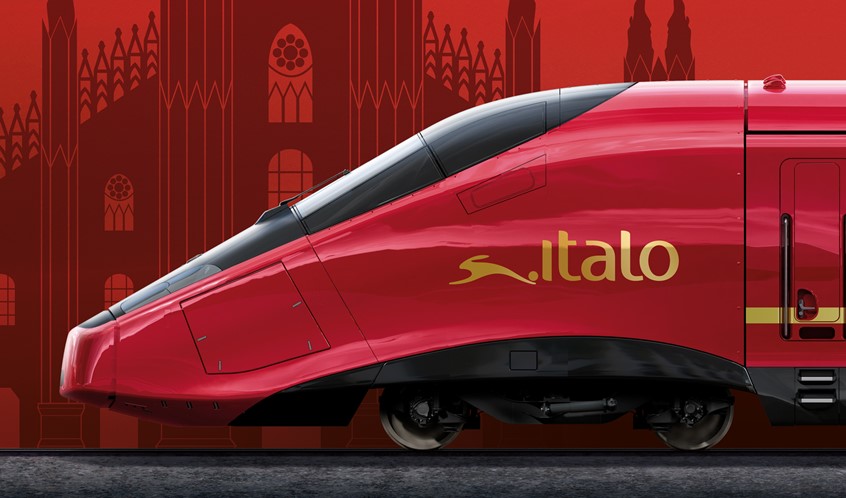 illustration of F/C of photo realistic of the Italo train, digital image, 3D image, photorealism, portraits, photomontage, photoshop image, advertising, editorial, conceptual image, objects, cars, products, buildings, medical, people, corporate, annual reports, animation, video.